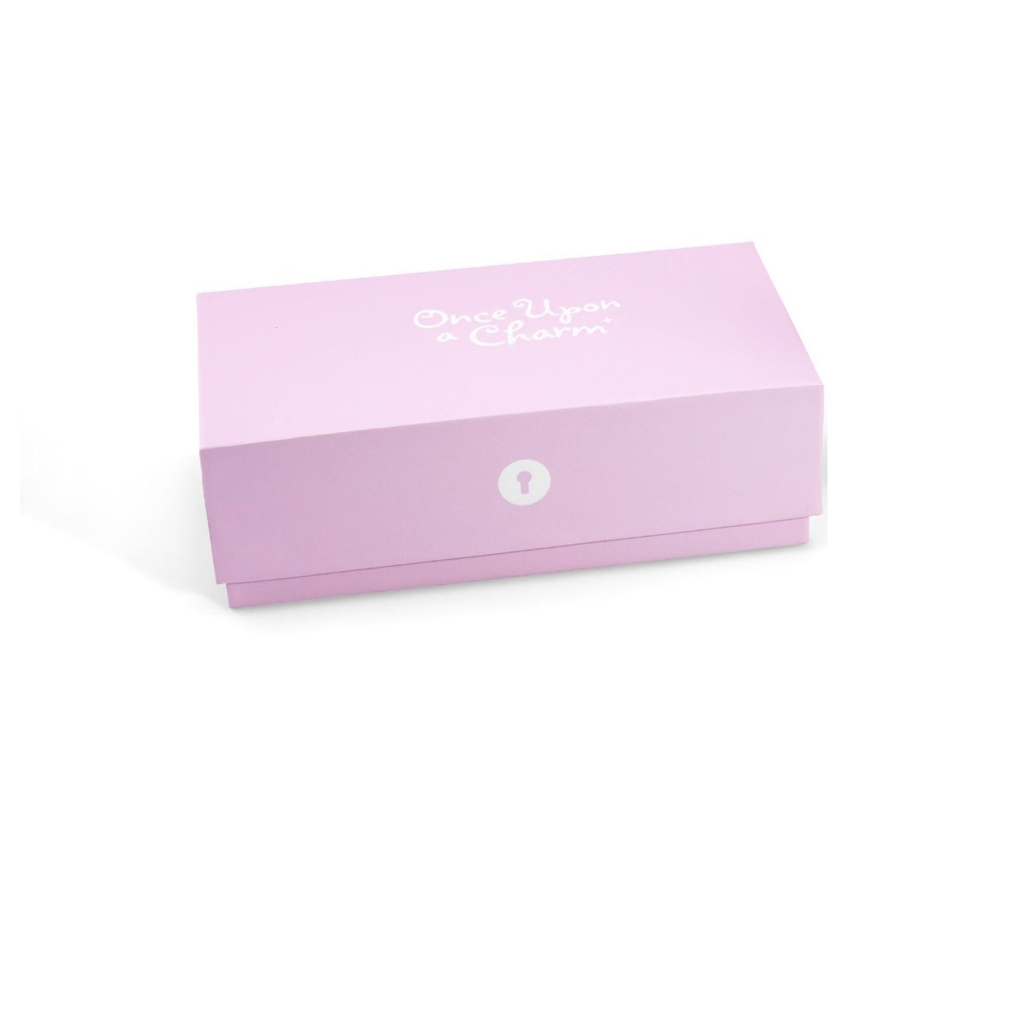 Pink box with a brand logo on a white background
