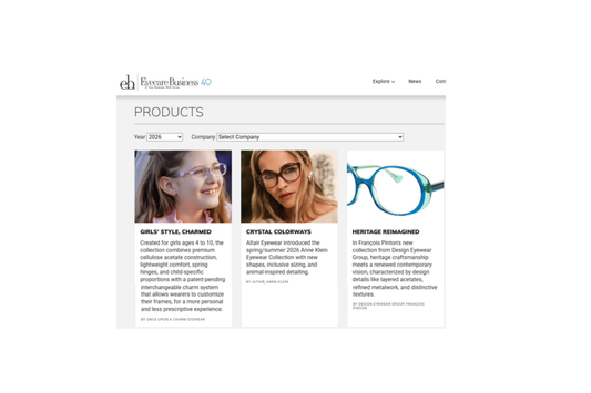Once Upon a Charm Eyewear featured in Eyecare Business Magazine