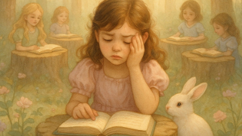 Girl Struggling to Read