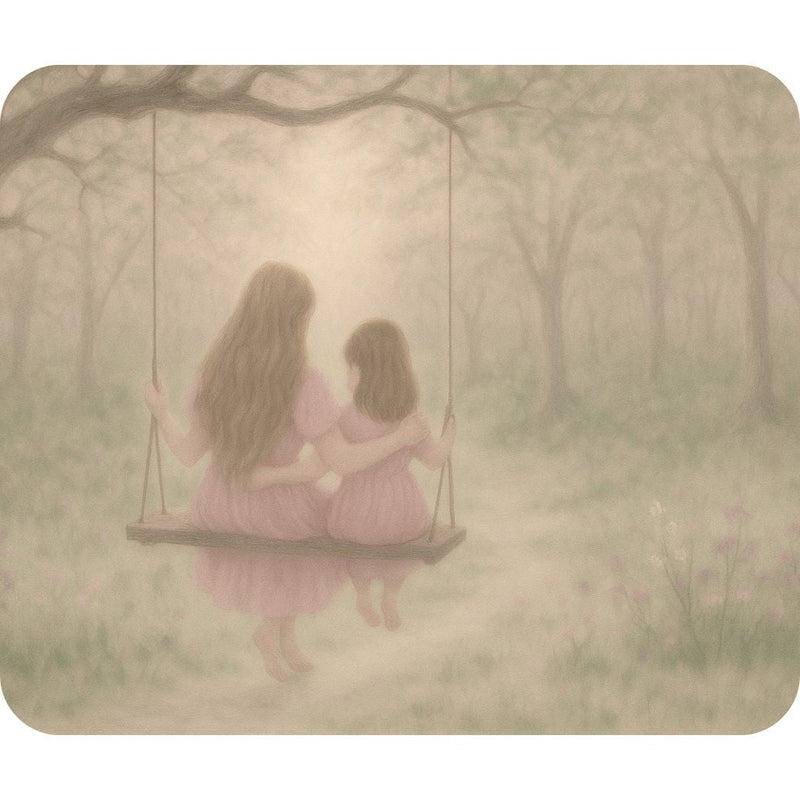 Mom and daughter sitting on a swing