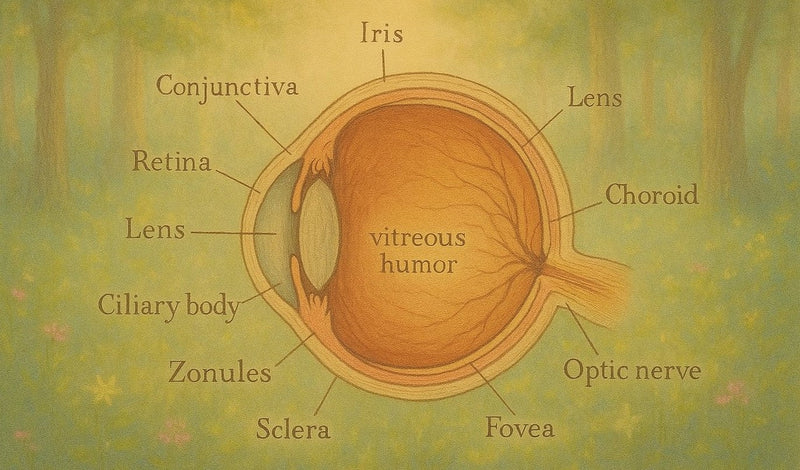 Diagram of the anatomical parts of the eye