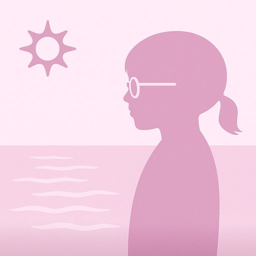 Silhouette of a girl wearing cute pink sunglasses looking out at the ocean in the sunshine