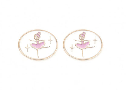 Pair of charms for girls eyeglasses with pink ballet shoes design on a white background