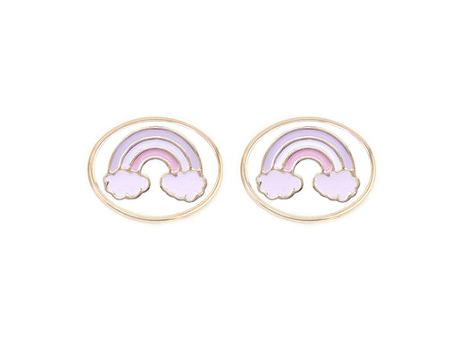 Pair of charms for girls eyeglasses with rainbow  design on a white background